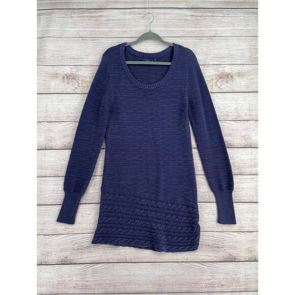 prAna Scoop neck Textured Cable Knit Sweater Dress Women's Medium Purple/Blue - Picture 1 of 7